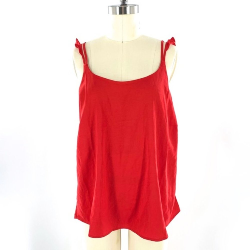 David Lerner Red Ruffle Strap Cami Top - Picture 3 of 8